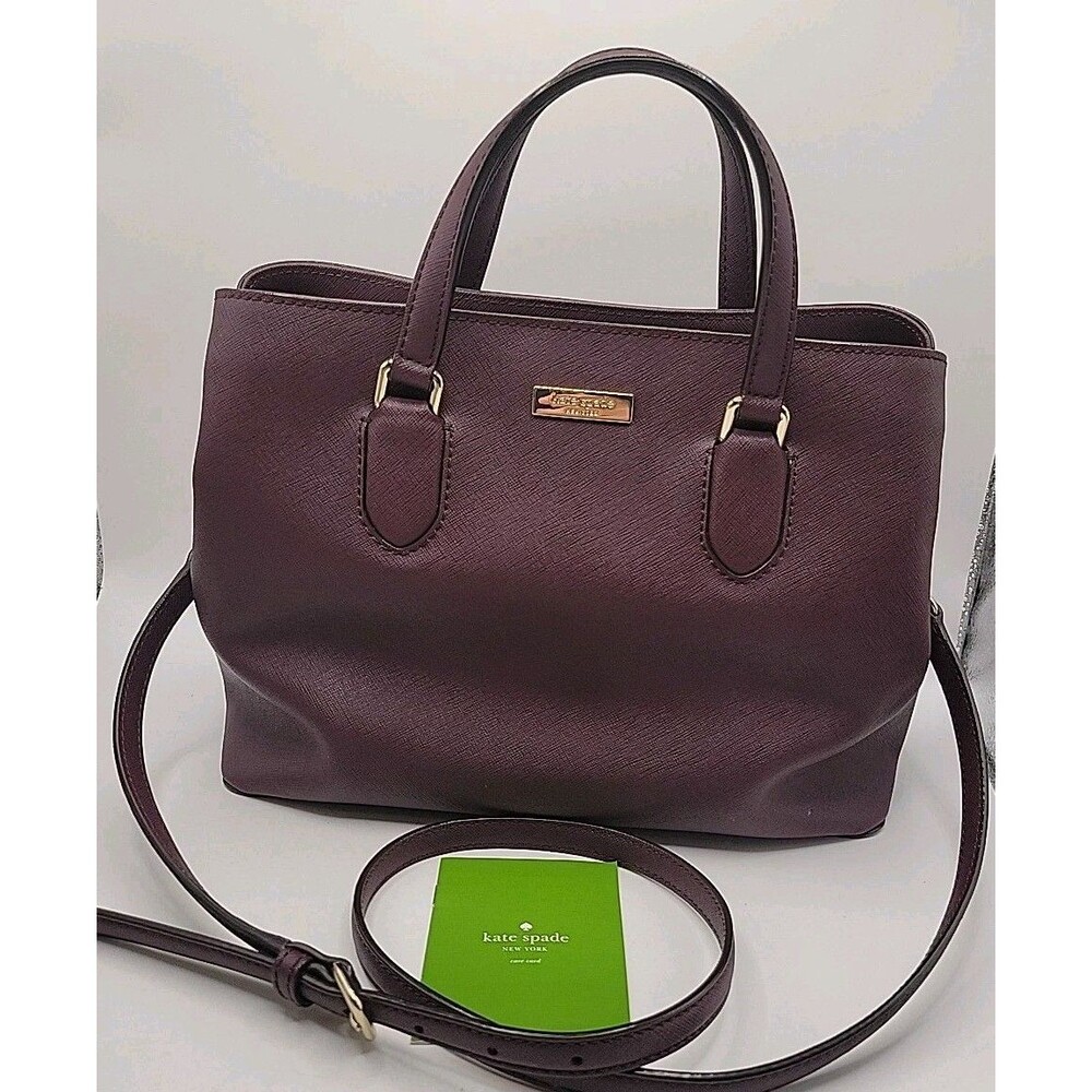 Kate Spade NY Mahogany Large Saffiano Leather Satchel Bag w/Crossbody Strap